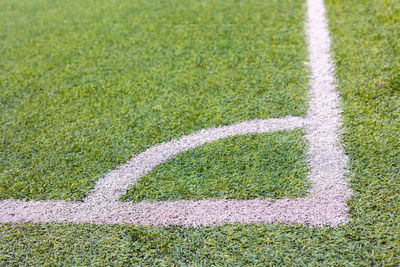 High angle view of soccer field