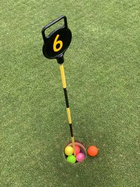 High angle view of ball on field