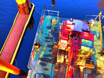 High angle view of amusement park ride against sky