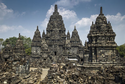 Panoramic view of temple building against sky, yogyakarta indonesia 