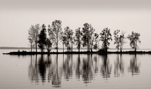 Scenic view of lake against clear sky