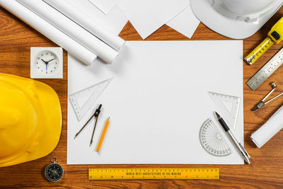 High angle view of pencil on table