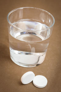 Close-up of glass of water on table