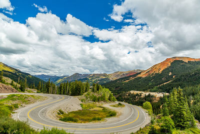 High angle view of mountain road