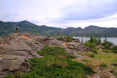 Travel to kazakhstan, bayanaul national park. the view on the lake and mountains.