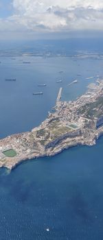 High angle view of sea against sky