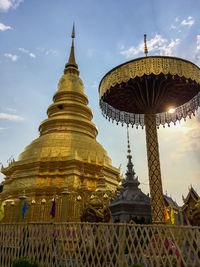 Low angle view of traditional building against sky