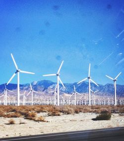 Wind turbines on landscape