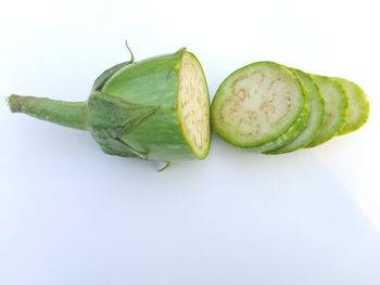 High angle view of banana against white background