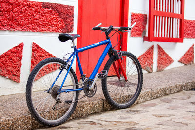 Bicycle parked on street
