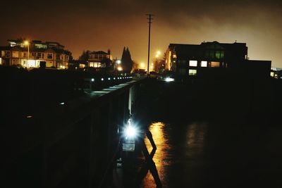 Illuminated buildings at night