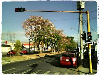 Cars on road against sky