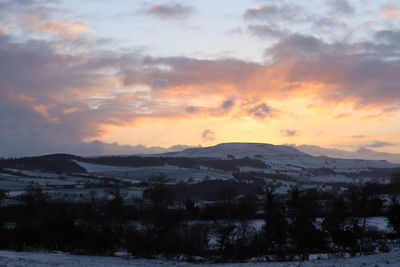 Scenic view of landscape against sky during sunset