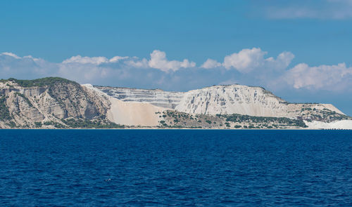 Pumice stone mining on the island of gyali between the islands of kos and the volcanic island