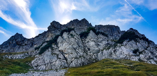 Panoramic view of rocky mountains against sky