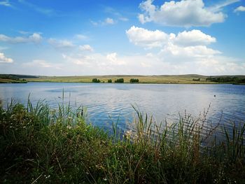 Scenic view of lake against sky