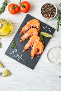 High angle view of food on table