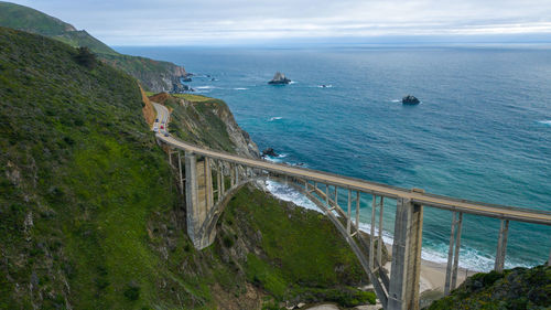 High angle view of sea against sky