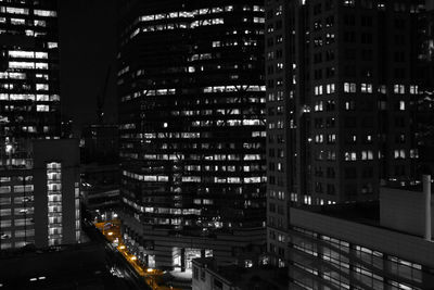 Illuminated buildings at night