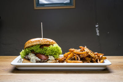 Close-up of food on table