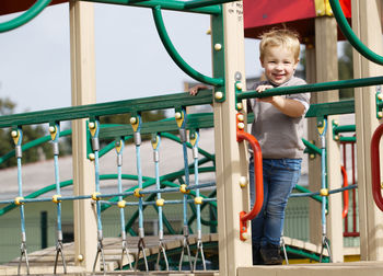 Boy playing in playground