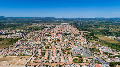 High angle view of townscape against sky