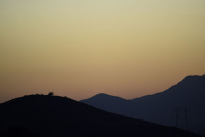 Scenic view of silhouette mountains against sky at sunset