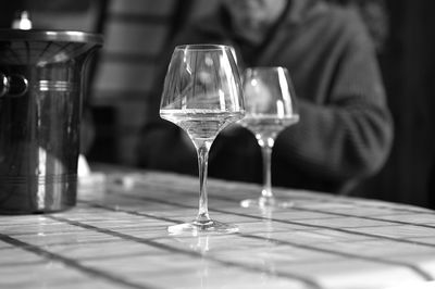 Close-up of wine in glass on table