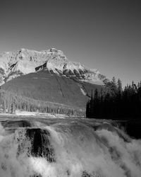 Scenic view of lake against clear sky