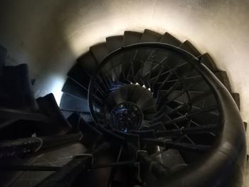 High angle view of spiral staircase