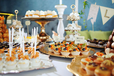 High angle view of cake on table