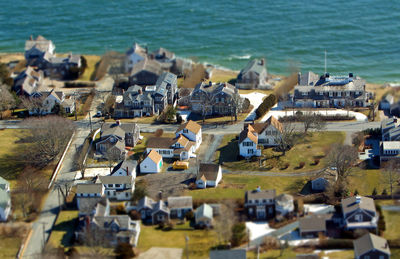 Town aerial at chatham, cape cod