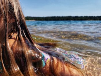 Close-up of woman at beach