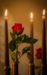 Close-up of illuminated candles