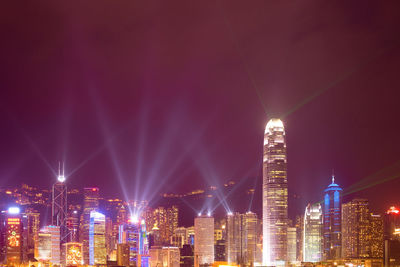 Hong kong, china, asia - symphony of lights and music show over the skyline of hong kong.