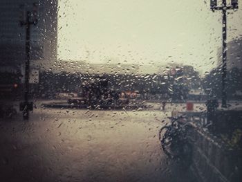 View of rain drops on glass window