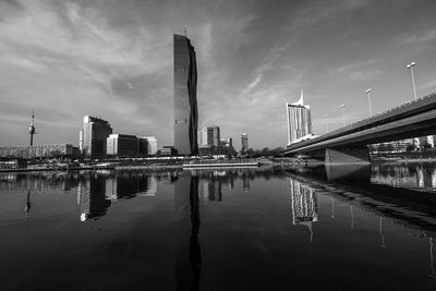 View of river with buildings in background