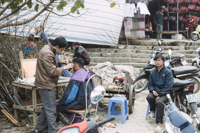 People sitting in park