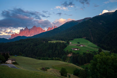 Scenic view of landscape against sky during sunset