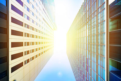 Low angle view of modern buildings against sky