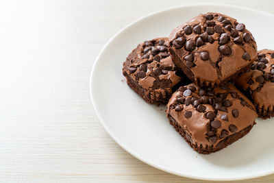 Close-up of cookies in plate on table