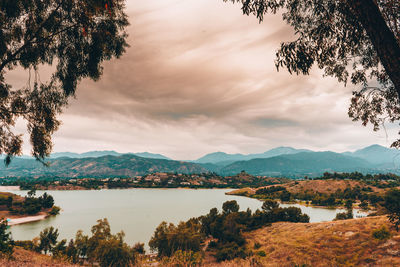 Scenic view of lake against sky