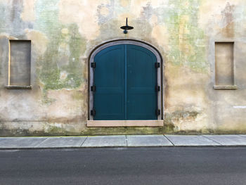 Closed door of building