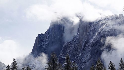 Low angle view of mountains at yosemite national park against sky