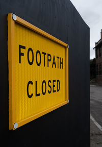 Close-up of warning sign