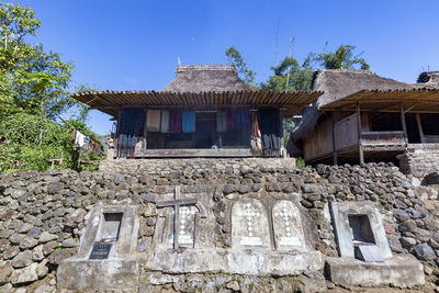 Low angle view of old building against sky