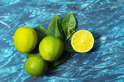 High angle view of fruits on table
