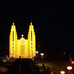 Illuminated street light at night