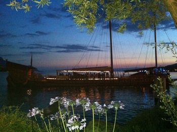 Scenic view of sea at sunset