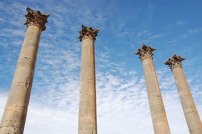 Low angle view of old ruins against sky